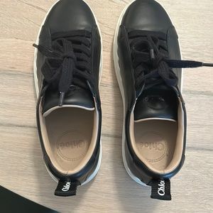 Chloe Leather Scalloped Sneakers